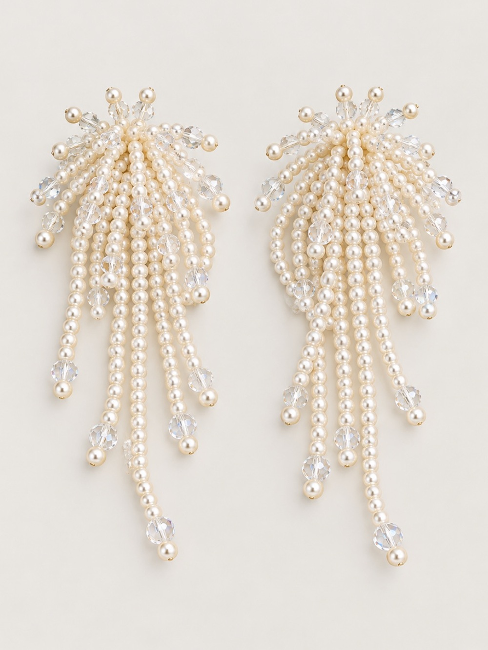 New! Pearl Beaded Chandelier Statement Earrings NWOT